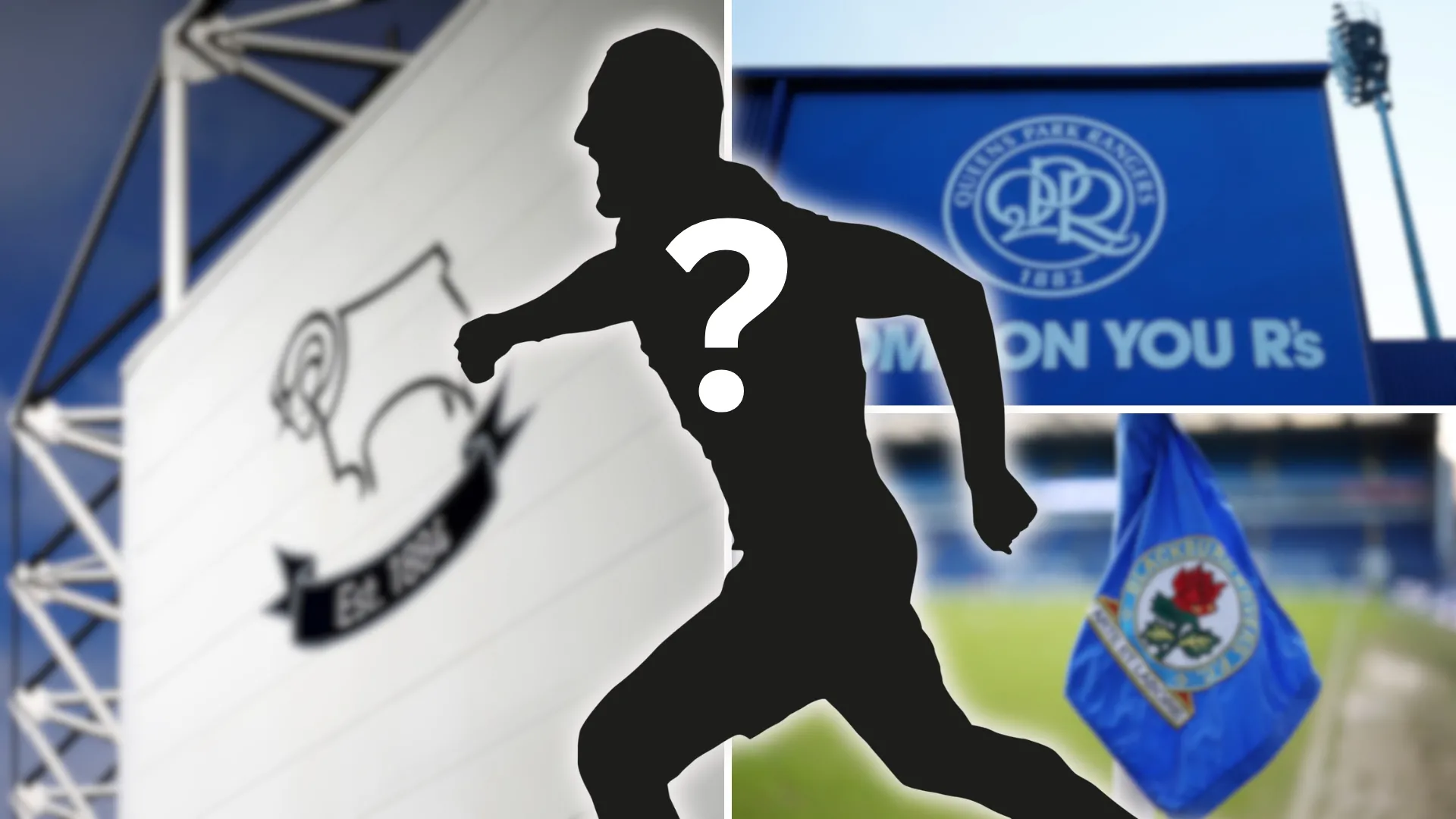 Biểu tượng của các câu lạc bộ Blackburn Rovers, Derby County và Queens Park Rangers, những đội bóng quan tâm tiền đạo Timothe Nkada.